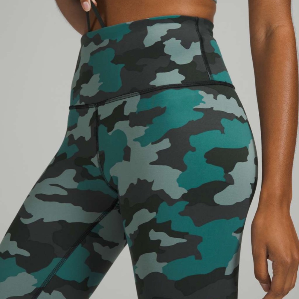 Lululemon Wunder Train High-Rise 25" Camo Tidewater Teal Size 20